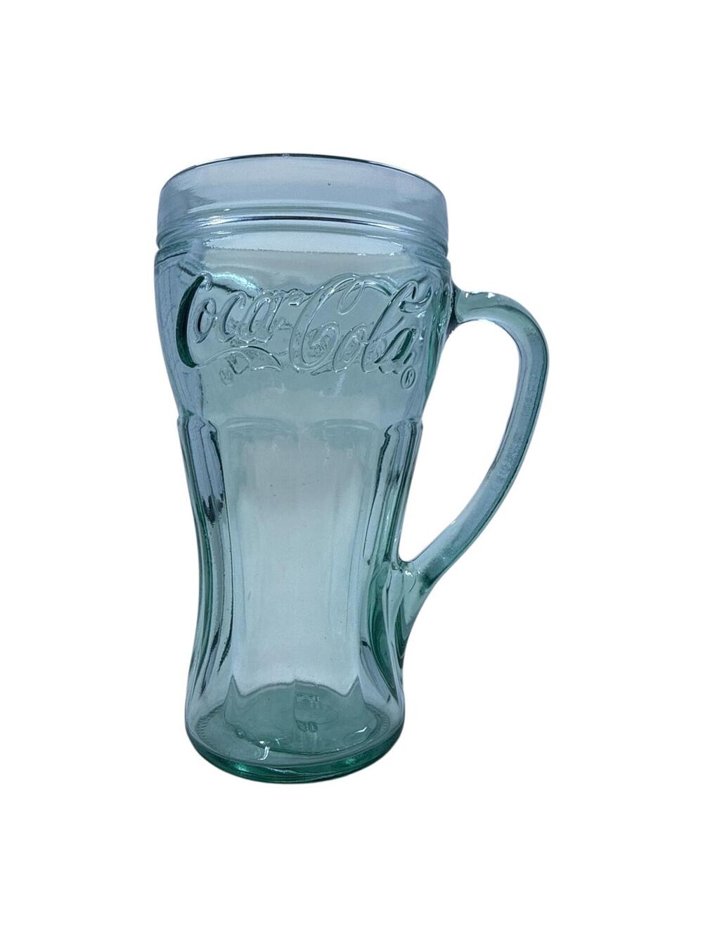 Vintage Coca-Cola Embossed Glass Mug with Handle